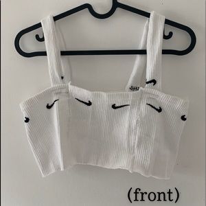 nike running sock cropped tank top